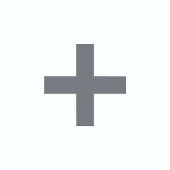 Obraz premium Solid grey plus sign symbol centered on a white background