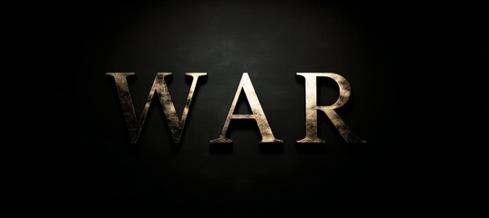 Obraz premium Shiny metallic war text on dark background. Generative AI technology.