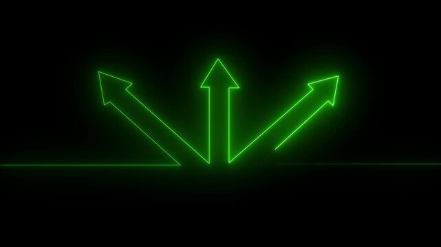 3 Up direction animated neon arrow .Animation of sweep arrow icon, upward and transparent swipe up pointing arrow icon animated, and 4k animated video