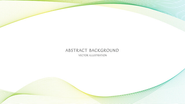 テキストスペースのある緑色のグラデーションの抽象的な曲線の背景素材。16:9サイズのベクターイラスト