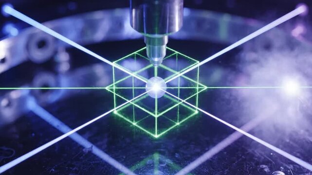 Advanced ai technology in action laser precision experimentation for 3d modeling laboratory setting this video was created by ai