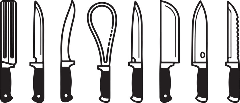 A collection of different types of scissors arranged side by side Vector