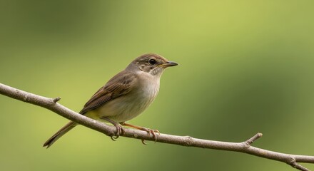 Obraz premium Small bird perched on a branch against a blurred green background