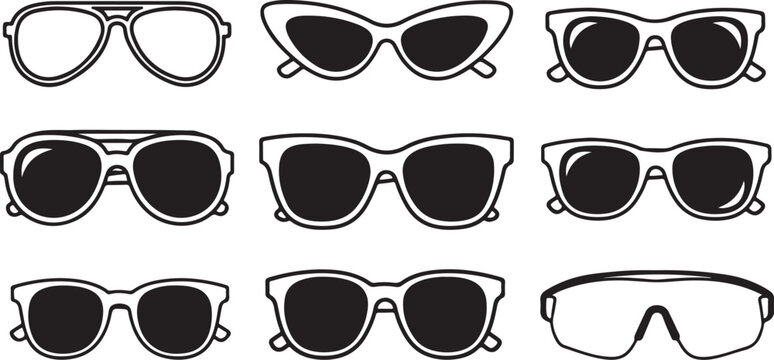 A collection of abstract face-like designs in various shapes and patterns Vector