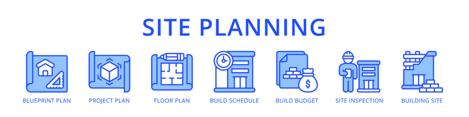 Obraz premium Site Planning Complete Construction Project Setup from Blueprint and Floor Plan to Budget Schedule and Site Inspection