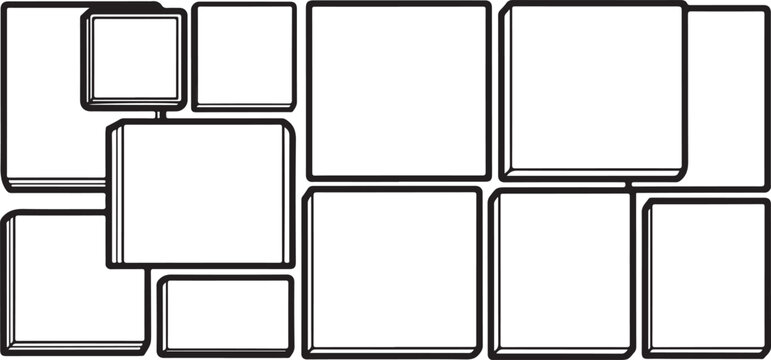 Minimalist wireframe diagram showing interconnected geometric shapes Vector