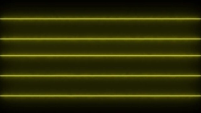 Abstract Background with Glowing Neon Yellow Horizontal Lines on a Dark Textured Background.