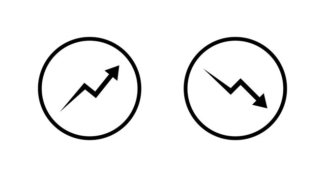 Growth and decline icon in circular outline. Up down trend symbol. Increase decrease arrow sign