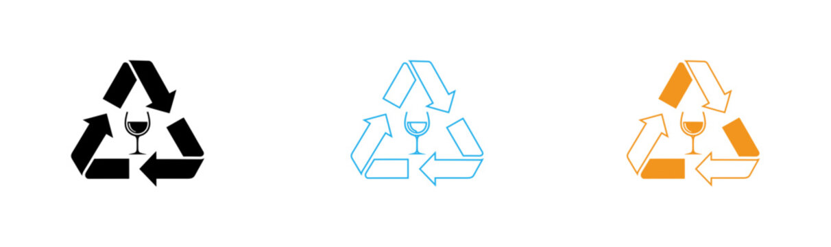 Recycling symbols, eco icons, recyclable signs, green labels