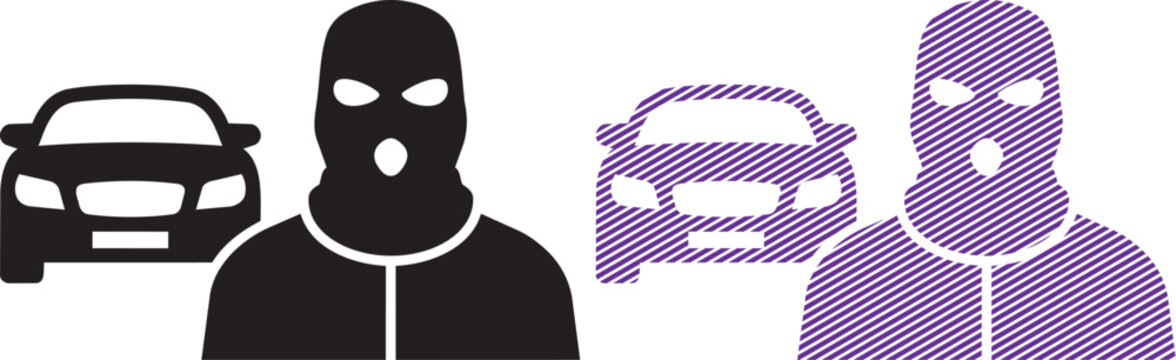 Vector car thief icons with vector icon