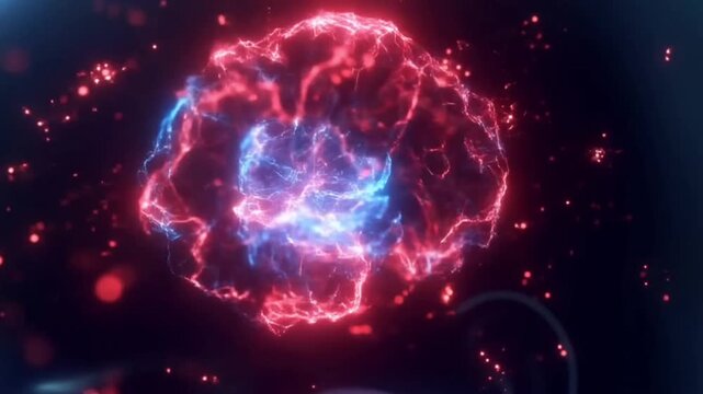 A conceptual visualization of a human brain silhouette with internal electrical discharges and glowing energy, symbolizing thought processes, mental health, and neurological activity.
​Brain, Synapse,