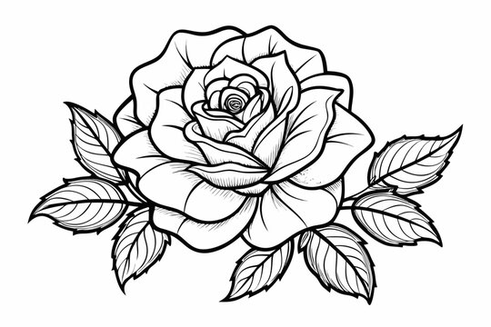 coloring page line art the wild rose flower black vector