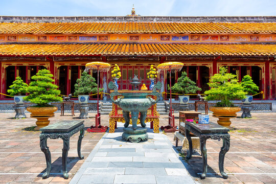 Courtyard with Bronze Urns in Hue Imperial City