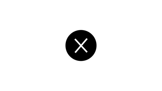 Black Circle Close Icon with White X Cross Symbol Isolated on White Background for Web and User Interface Design.