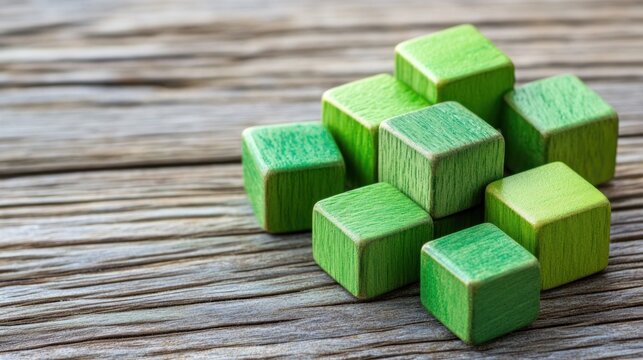 Green wood blocks pyramid growth concept