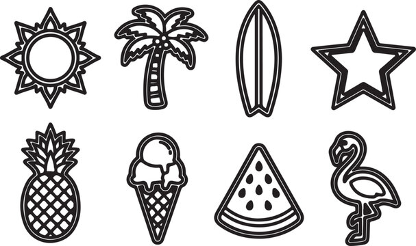 Collection of black and white floral and decorative patterns and motifs Vector