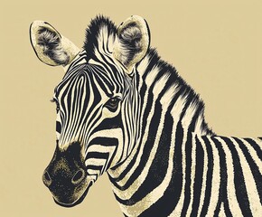 Obraz premium Detailed Illustration of a Zebra with Stripes on a Neutral Background