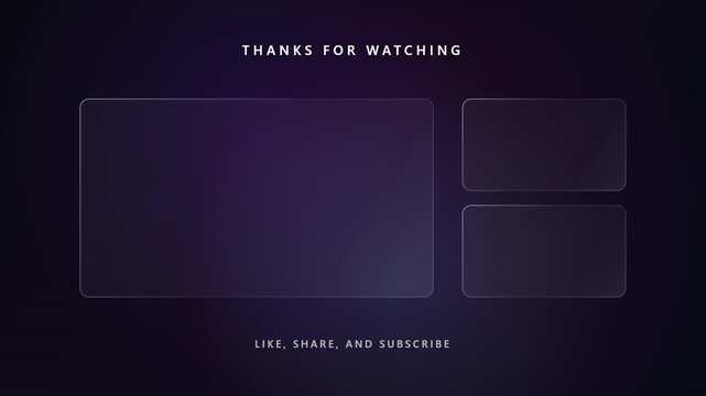 Modern Glassmorphism YouTube End Screen Animation with Glowing Video Placeholders