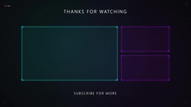 Modern Minimalist Gaming YouTube End Screen Outro Animation with Neon Accents
