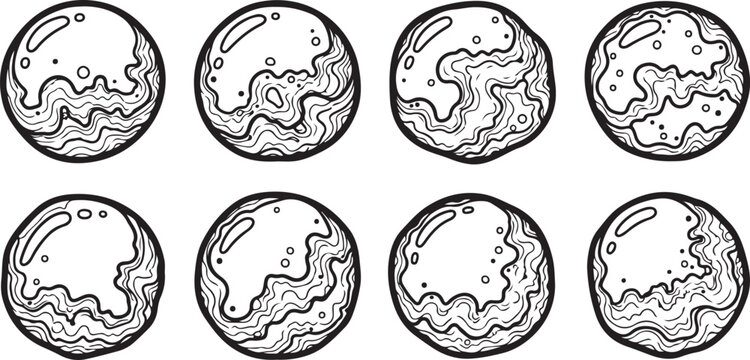 Detailed line drawings of various brain structures from different angles Vector