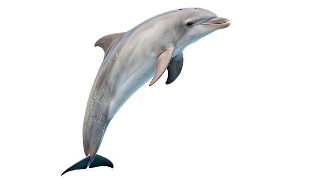 Dolphin swims and jumps  isolated on transparent background