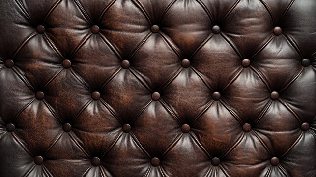 Dark brown tufted leather texture background