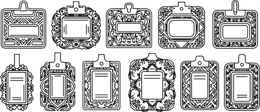 Intricate black and white line drawings of various camera designs Vector