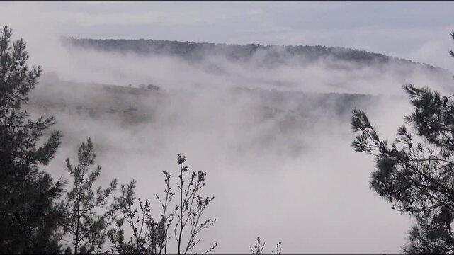Foggy Mountains Landscape Misty Hills Nature Scenic View Atmospheric Gray
Foggy Mountains Landscape Wideview Gray. Misty Hills Nature Distantview Soft