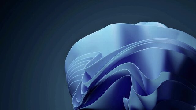 Blue and gray wave layers background featuring abstract 3D topographic curves with soft lighting and deep shadows.