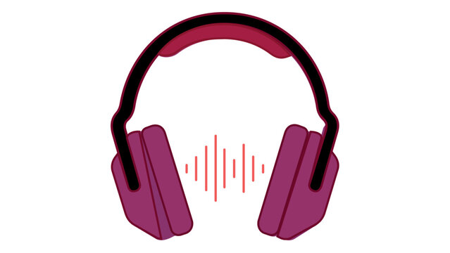 Vibrant vector illustration of modern headphones with a colorful sound wave equalizer graphic, perfect for music apps, podcast icons, audio equipment branding, and digital entertainment media.