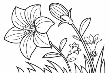 Obraz premium coloring page line art the balloon flower black vector