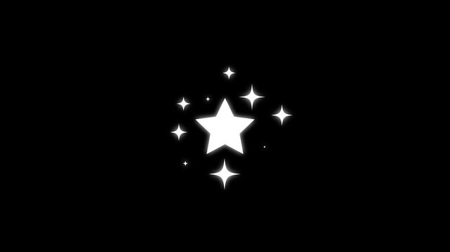 Twinkle blinking retro vector star particles of glittering stars and has an alpha channel. stars animation, white cartoon, starry night sky, looping animation