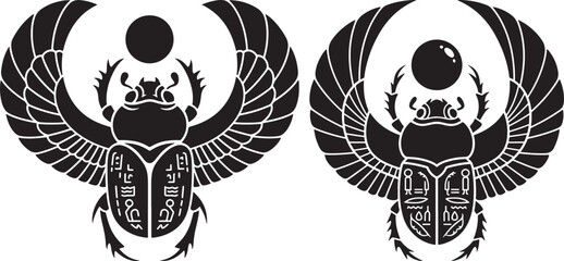 Obraz premium Ancient egyptian scarab beetle symbol with black and white