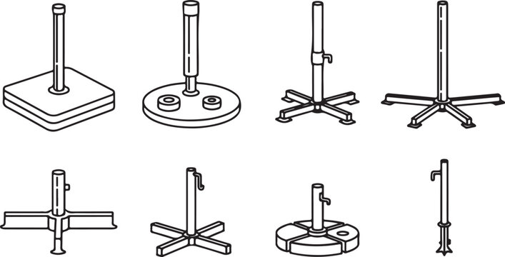 Various types of tripods with different designs and features Vector