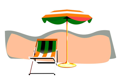 spiaggia con ombrellone e sdraia