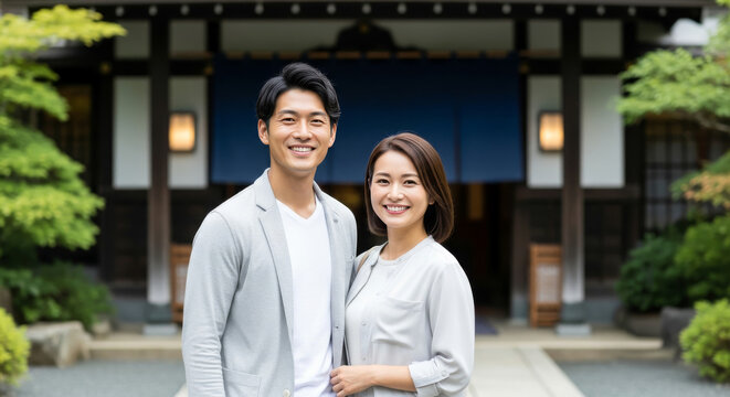 温泉旅行を楽しむ夫婦：温泉宿でくつろぐ