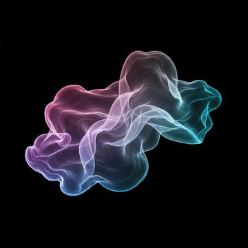 Spectral energy field flowing in darkness, an elusive, intangible formless shape suggesting conceptual absence, simulation, design, energy