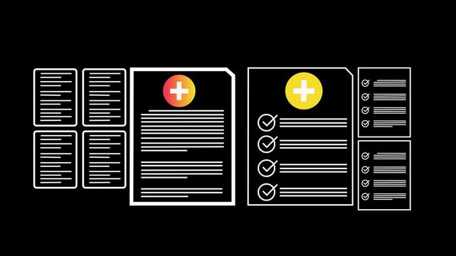 online medical record system to check and update patient data. Smart healthcare concept for assessing treatment quality, patient care and hospital service evaluation. 3d motion graphics