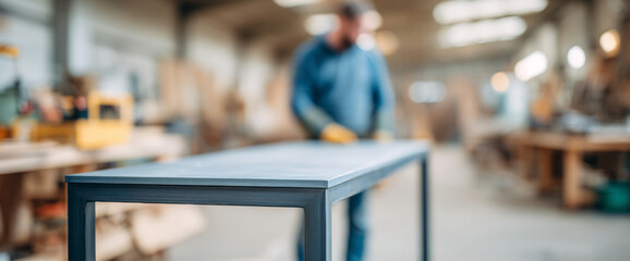 Obraz premium Metal table frame in workshop environment