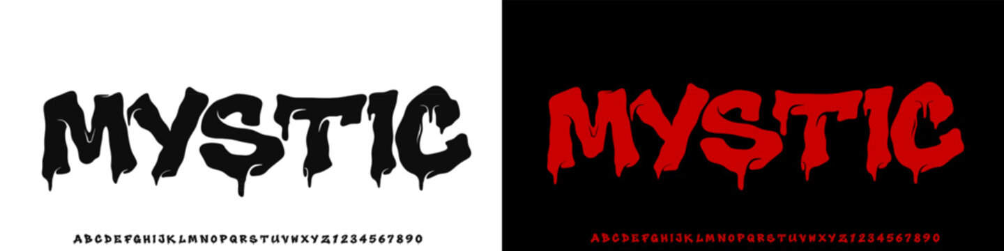 Monster font - halloween font vector - white scary font