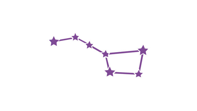 Big Dipper constellation vector icon illustration. Minimalist flat design of Ursa Major stars connected by lines with a blue and purple gradient. Scalable AI-generated space science astronomy.