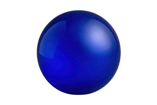 3d rendering a glossy blue sphere or orb, showing abstract geometric shape with shiny reflection, transparent background