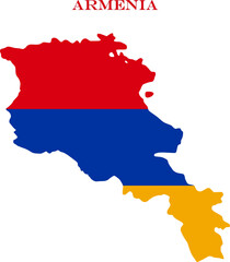 Obraz premium Armenia Map Flag National Vector Outline with Tricolor Design