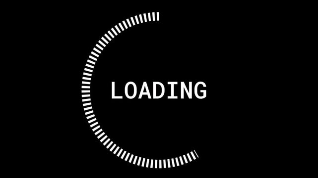 4K Loading Animation Loop - Digital Progress Circle with Glowing Dots on Black Background