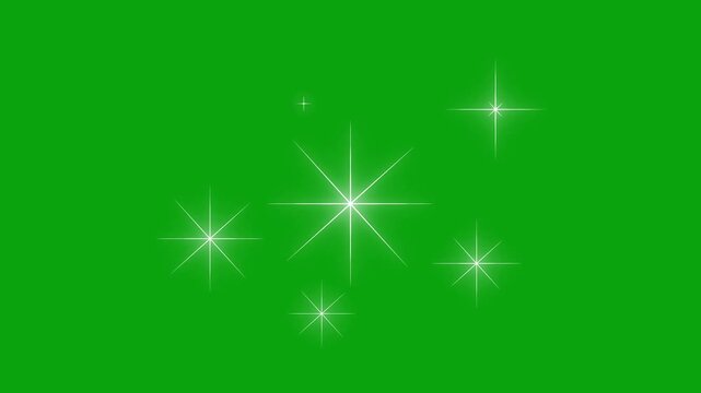 Twinkle star glitter sparkle glowing, white cartoon, flat, vector, doodles style stars blinking effect with seamless loop movement night sky.