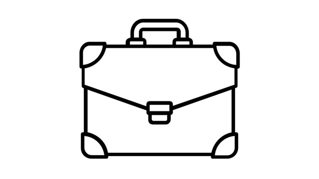 Professional briefcase vector icon illustration. Minimalist black line art of a business attache case for meetings, work, and corporate travel. Scalable flat design for web and digital media.