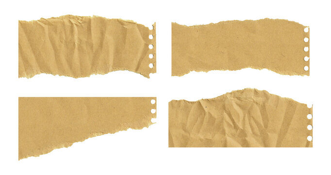 Brown paper torn or ripped pieces of paper for inserting text isolated on transparent background