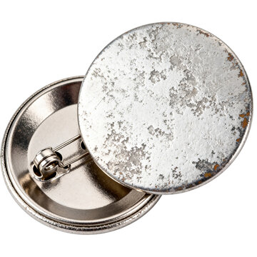 [Transparent Background PNG]Vintage Metal Pin Button with Distressed Finish