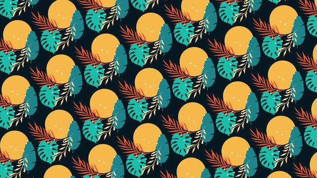 Tropical vibes seamless pattern looping animation
