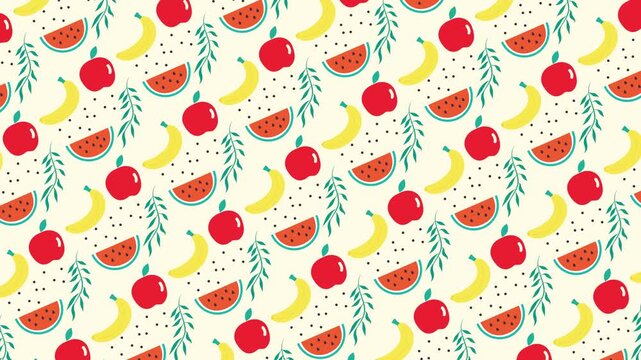 Fresh fruits seamless pattern looping animation
